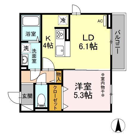 Ｄ−ｒｏｏｍ中倉（201） 間取り図画像