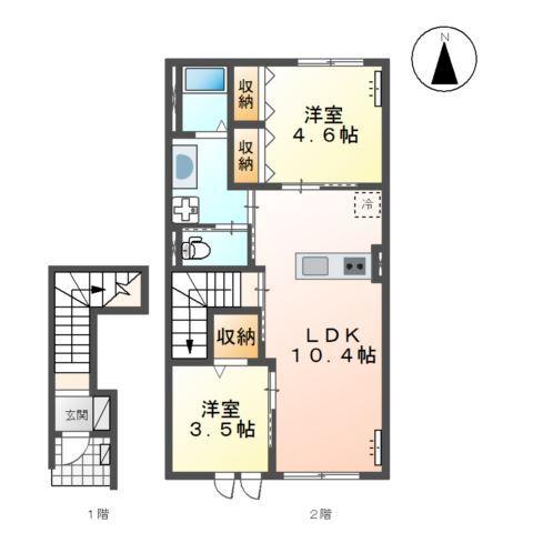 アインタウゼント 間取り図画像
