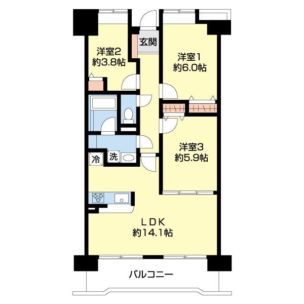 仙台市太白区長町中古マンション 間取り図画像