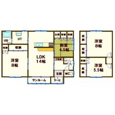 函館市桔梗5丁目　中古住宅 間取り図画像
