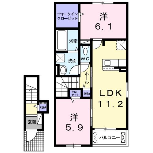 Ｙフォレスト八日市Ⅱ−Ｂ（203） 間取り図画像