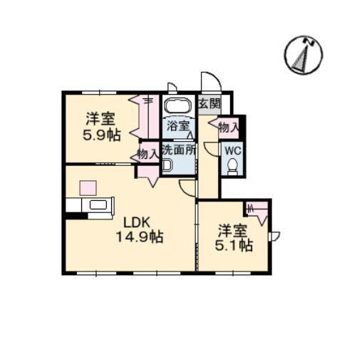 シャーメゾンきびじ C（107） 間取り図画像