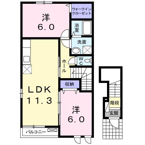 ブリアンＨＭ　Ｂ棟（201） 間取り図画像