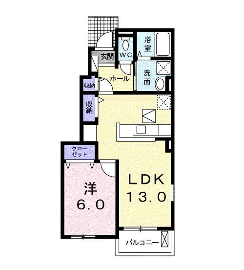 ＲｉｖｅｒＳｉｄｅ　すみれ（101） 間取り図画像