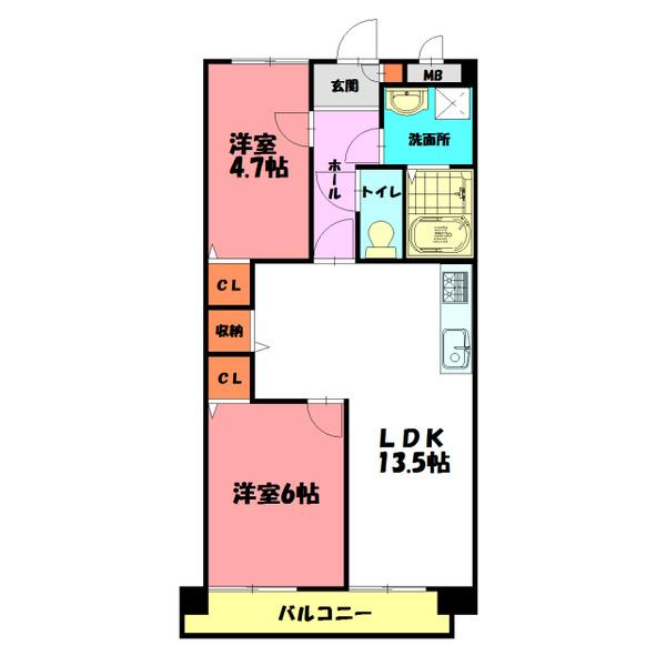 ＹＫハイツ宮の上 間取り図画像