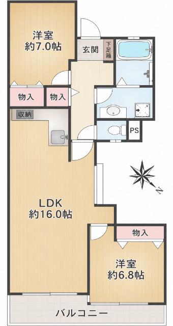 明石市魚住町清水マンション 間取り図画像