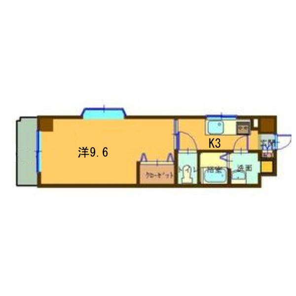 広めの１Ｋ　出窓付