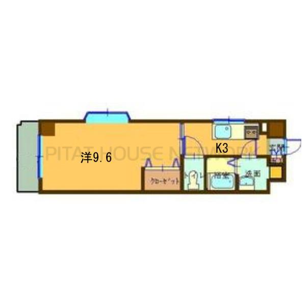広めの１Ｋ　出窓付