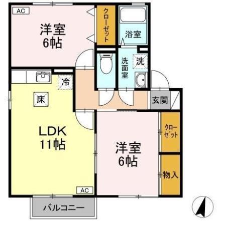 エソール長楽寺　A棟（102） 間取り図画像