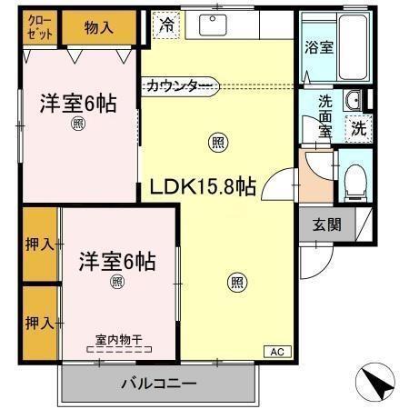 グランドール東野　Ⅱ棟-B（101） 間取り図画像