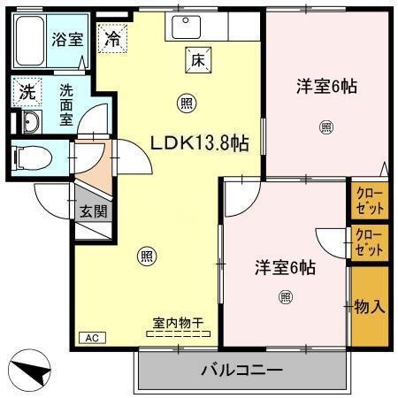 セジュールカメリア　A棟（102） 間取り図画像