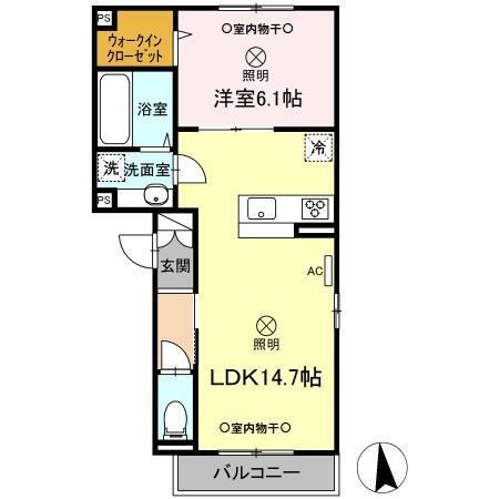 メルベーユ中筋Ⅱ（202） 間取り図画像