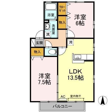 ヴィルヌーブマスダ　A棟（201） 間取り図画像