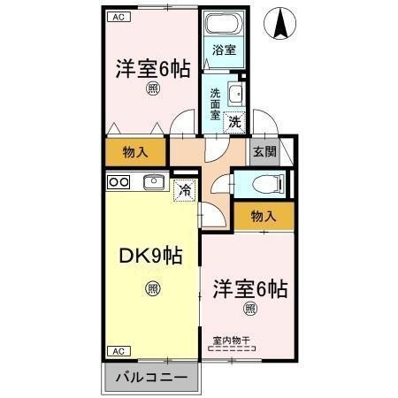 セジュール荒谷川Ⅱ（102） 間取り図画像