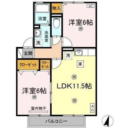 エソール長楽寺　D棟（102） 間取り図画像