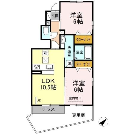 Ｇｒａｃｉｏｕｓ（グレーシャス）　B棟（101） 間取り図画像
