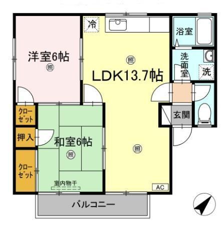 セジュール中村　B棟（201） 間取り図画像
