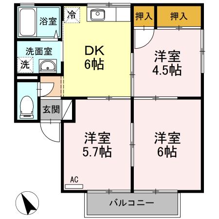 プリメーラ城ヶ丘（102） 間取り図画像