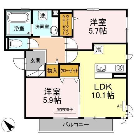 アンビエンテ　ガーデン　B棟（202） 間取り図画像