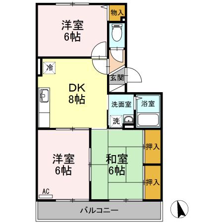 セゾン高取北弐番館（202） 間取り図画像