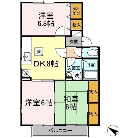 ヒマワリたけの　B棟（202） 間取り図画像