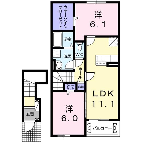 ココ　メドウ　Ⅱ　Ａ（202） 間取り図画像