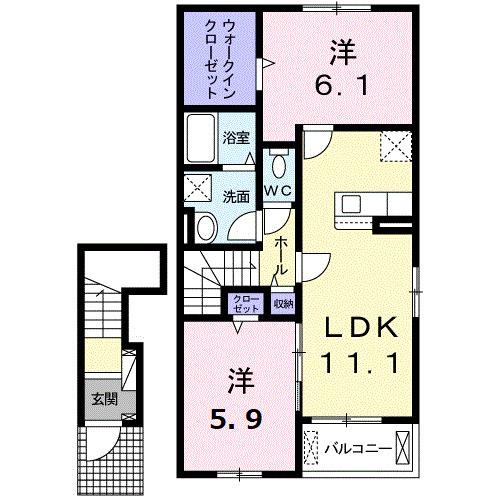 ココ　メドウ　Ⅱ　Ａ（203） 間取り図画像