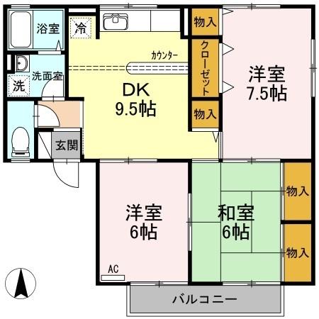 中筋川手　Ⅰ番館（103） 間取り図画像