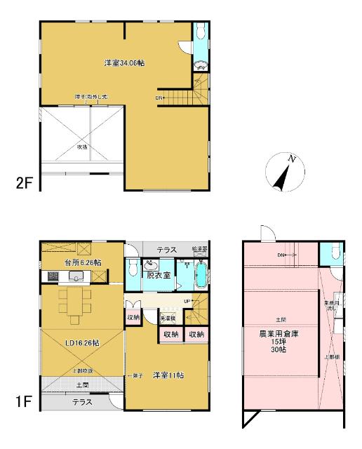 秦野市菩提アトリエ付き中古一戸建て住宅 間取り図画像