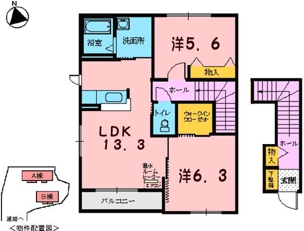 ミューローズ長橋Ⅱ B（201） 間取り図画像