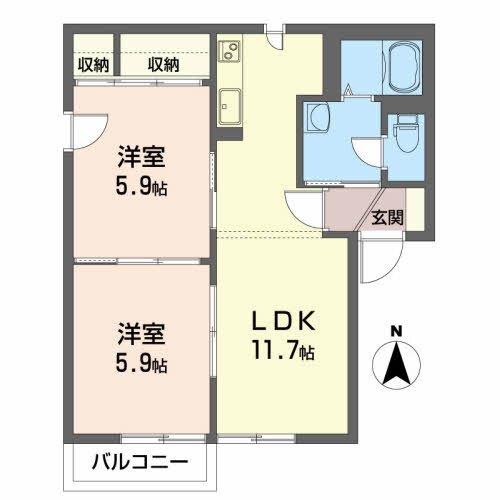 グランシード矢巾Ａ（201） 間取り図画像
