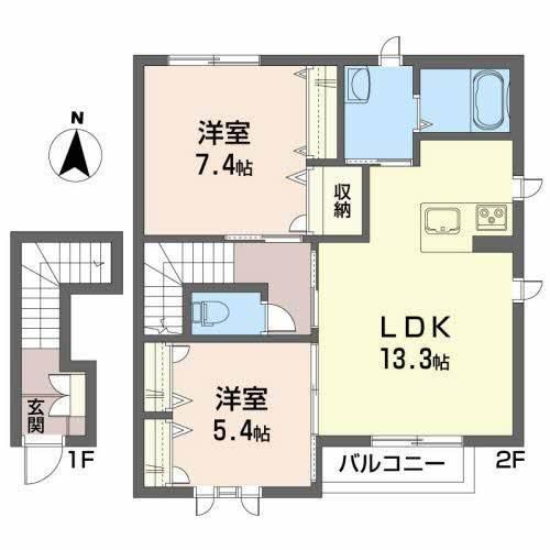 シャーメゾン南仙北　B（202） 間取り図画像