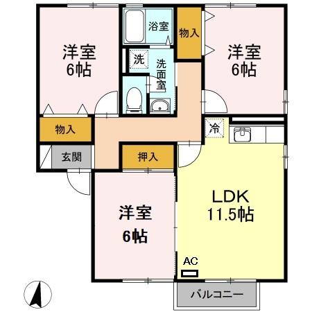 セジュール・リリー　Ｂ（202） 間取り図画像