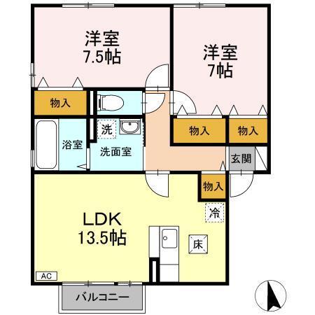 キャトルスクアール本宮　Ｃ（101） 間取り図画像