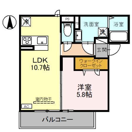D-ROOM盛岡本宮　A棟（201） 間取り図画像