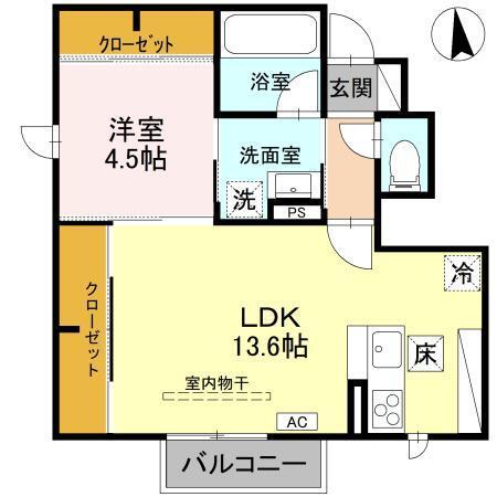 Ｄ−ＲＯＯＭ　Ｎａｋａｏｔａ（102） 間取り図画像