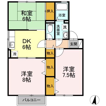セジュール・リリー　Ａ（102） 間取り図画像