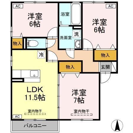 リビングタウン盛岡南　Ａ（201） 間取り図画像