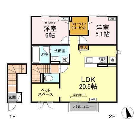 TORISIA大沢川原（202） 間取り図画像