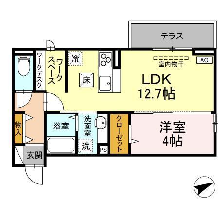 Ｄ−ｒｏｏｍ住吉　Ａ（103） 間取り図画像