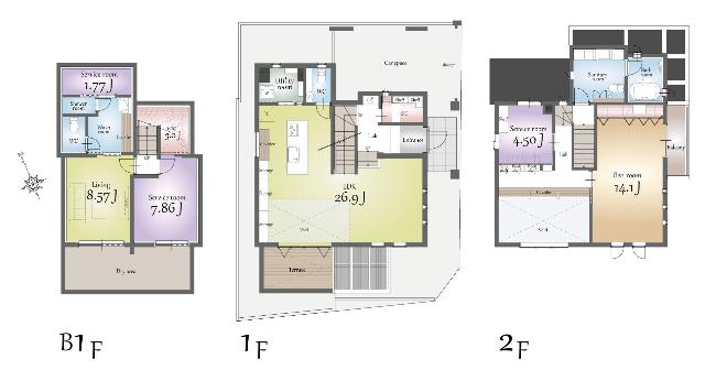 世田谷区八幡山　〜地階のある暮らし〜太陽光発電×全館空調完備 間取り図画像