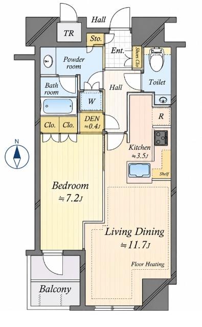 1LDK+S（納戸）、価格1億9950万円、専有面積56.08m2、バルコニー面積4m2