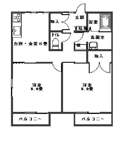 滝内コーポⅡ(泉町下川)　　（101） 間取り図画像