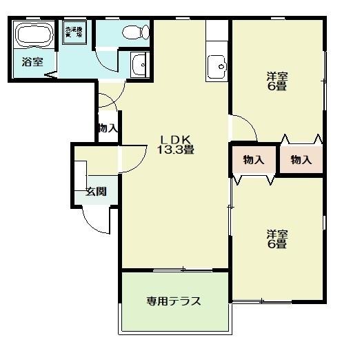 ラ・ブリーズⅡ B棟(泉玉露)（102） 間取り図画像