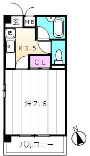 フォルツァ中央（1D） 間取り図画像