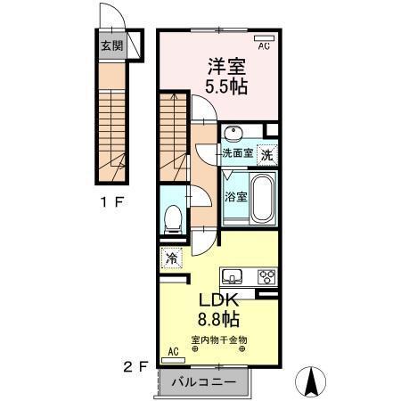D-room西之島（202） 間取り図画像
