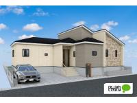 「完成イメージ」平屋ならではの落ち着きある外観デザイン