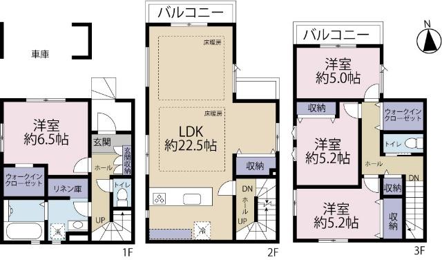 全２棟／１号棟　冬でも足元ポカポカの床暖房 間取り図画像