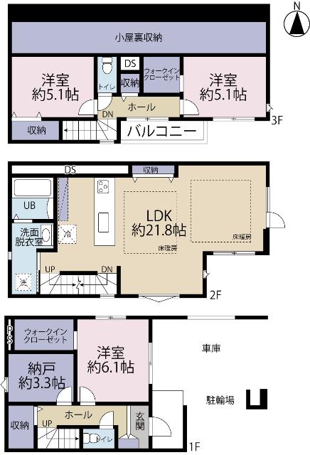 全１棟現場　冬でも足元ポカポカの床暖房 間取り図画像