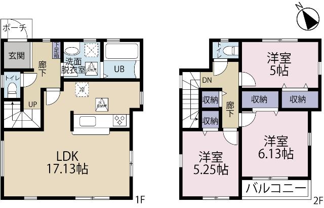 全８棟／８号棟　１７帖の広々ＬＤＫ 間取り図画像